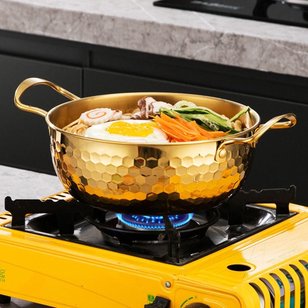 Корейская кастрюля для рамэн из нержавеющей стали с двойной ручкой, молочная кастрюля, посуда, кастрюля для супа, индукционная плита