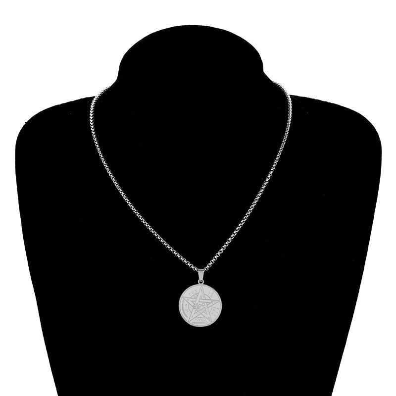 Ожерелье из нержавеющей стали, новинка, мужское, личность, тренд, хип-хоп, панк-стиль, ведьмовство, форма пятиконечной звезды