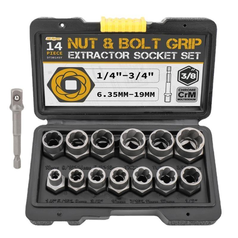 14pcs Set Nut Extractor Broken and Defective Screws and Nuts Broken Wire Extractor