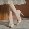 Korean Version Nude Single Shoe Women's 2024 New Spring Fashion French Pointed Diamond Inlaid Minimalist Slim Heel High Heels