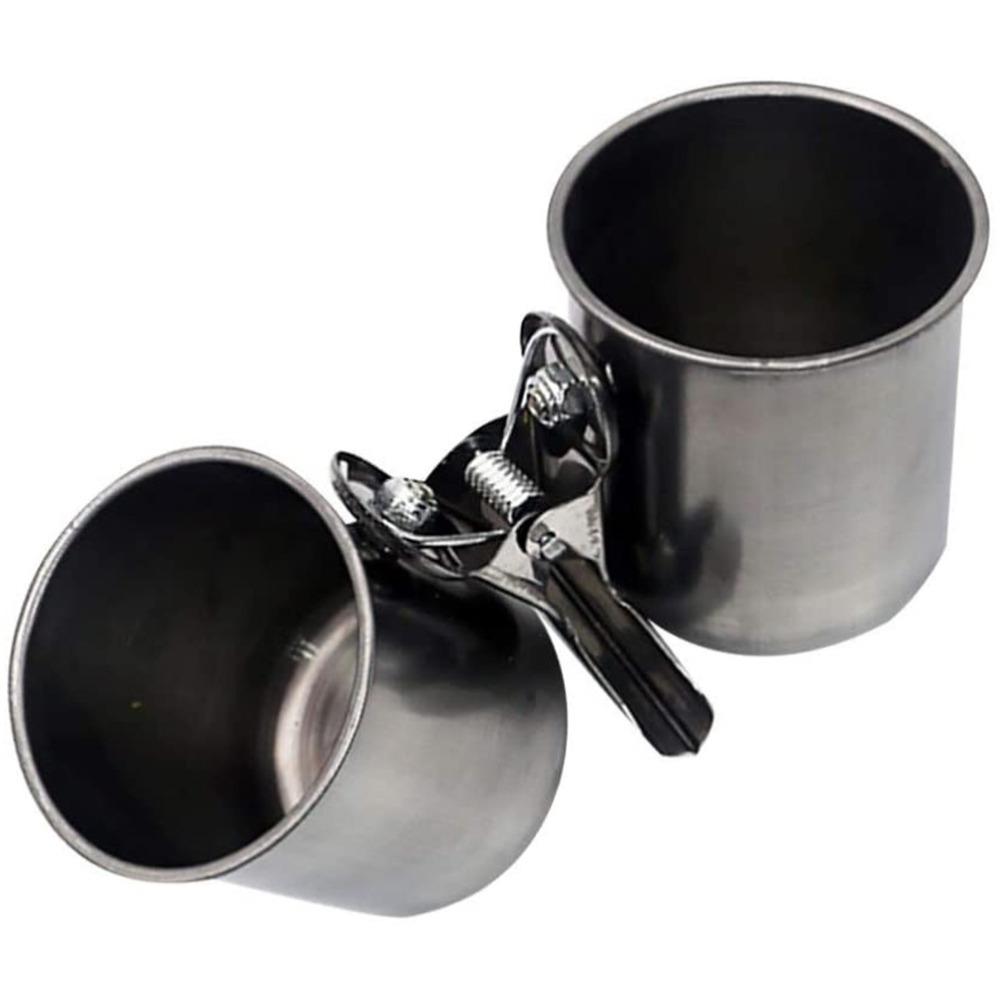 Stainless Steel Bird Feeding Cups Dual Cup Dual Water Feeders Parakeet Food Bowls Home Use