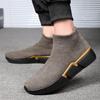 Sizes 39-46 Autumn Winter Sneakers Men Boots Coral Velvet Warm Ankle Boots Male Stretch Slip-on Sock Shoes Platform Casual Shoes