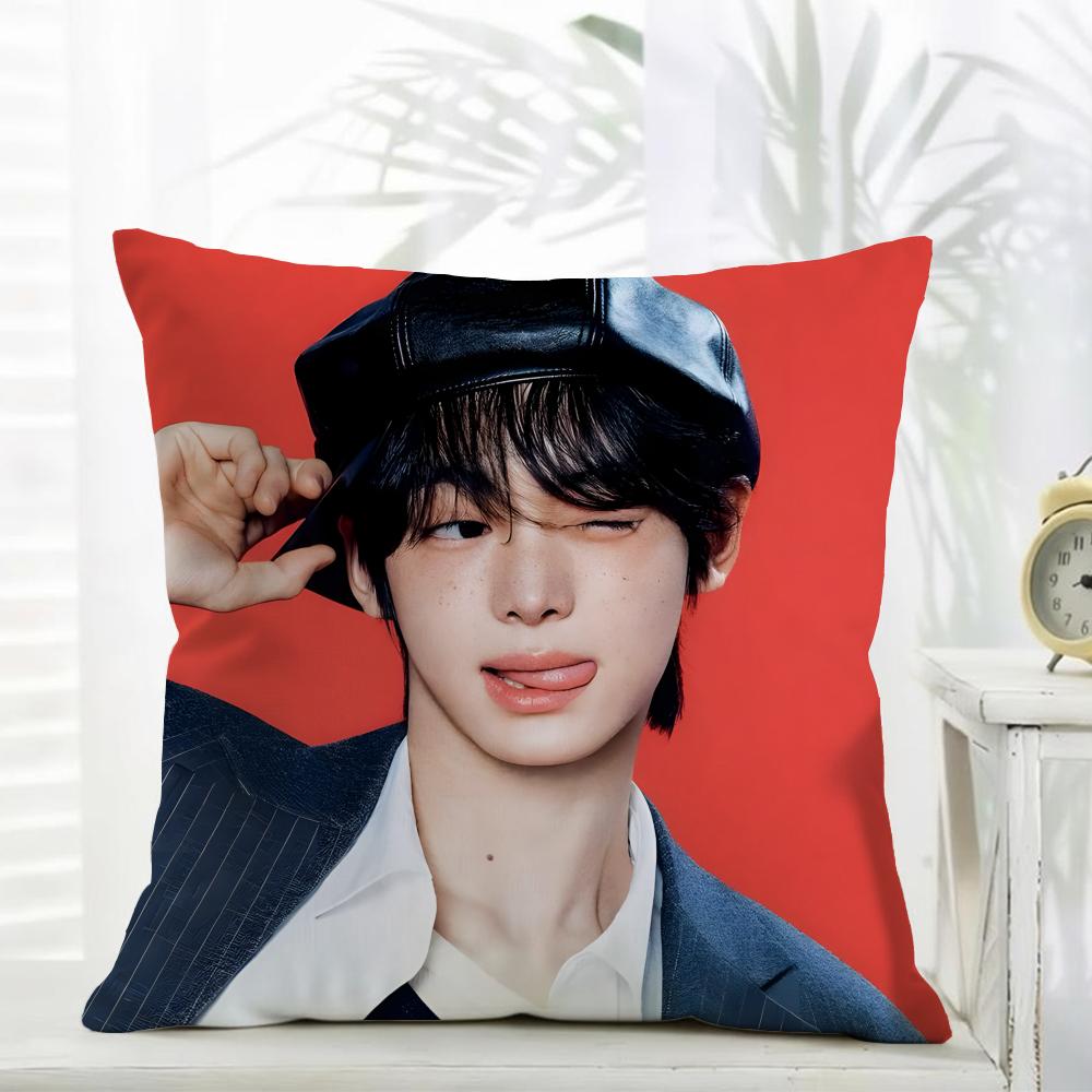Casual Kpop Idol Fans Gift of HHANJIN Cushion Cover Daily Washable Linen Pillowcase Soft for Sofa Bed Home Room Decor