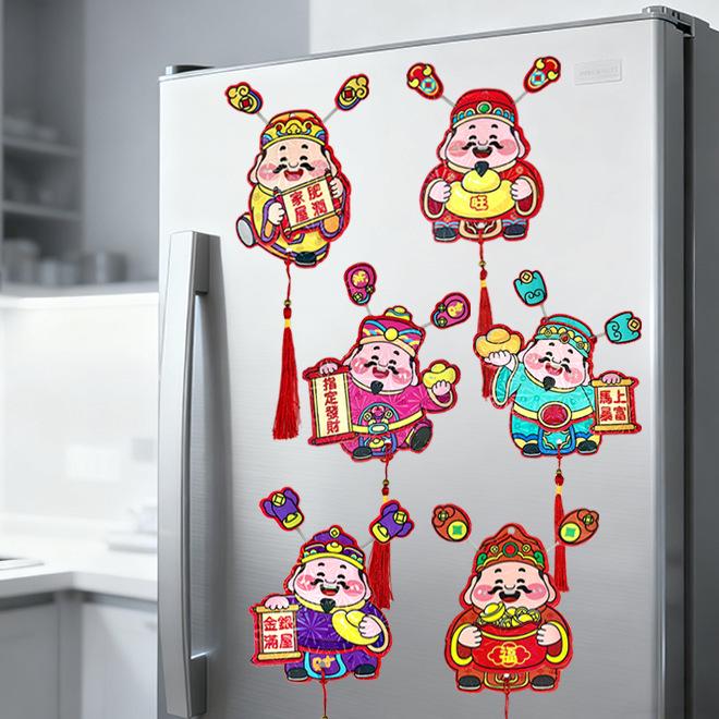 Трехмерный магнит Бога богатства: Праздничное новогоднее украшение для горшечных растений и гостиных