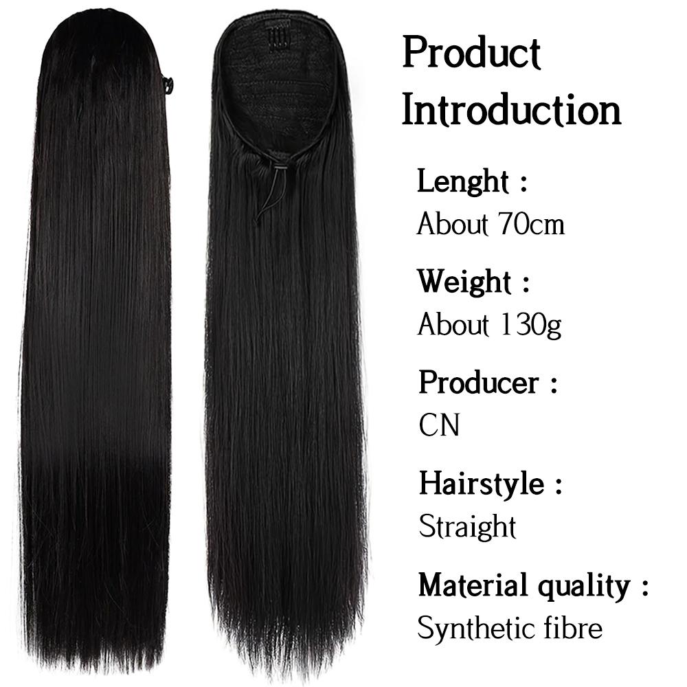 LISI HAIR Синтетические длинные прямые волосы для наращивания хвоста с зажимом из натуральных волос на шнурке для женщин для наращивания волос