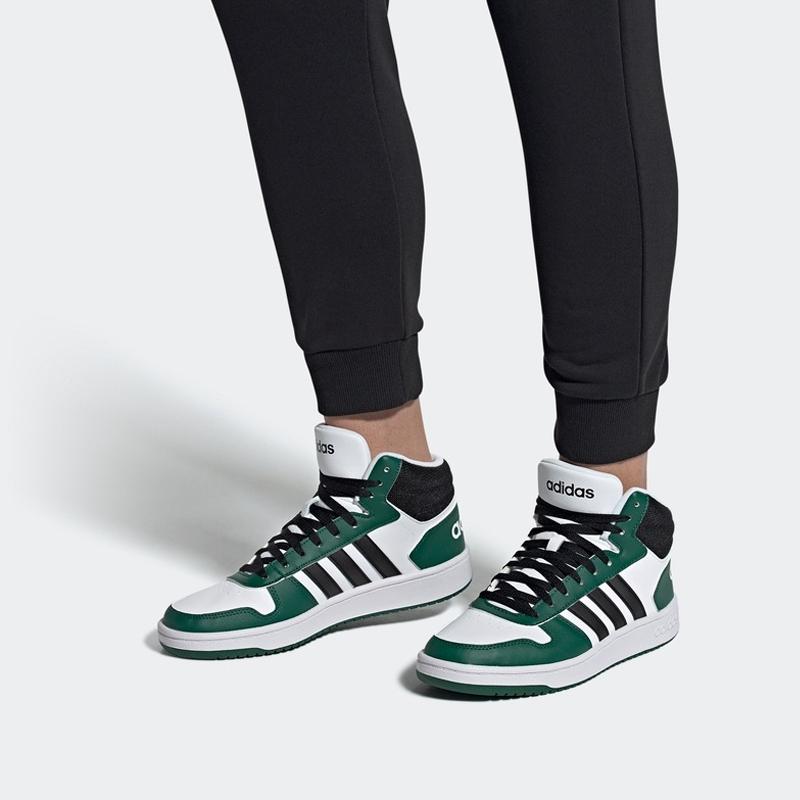 Adidas Мужские баскетбольные кроссовки Neo Hoops 2.0 Mid Retro, черные с зелеными вставками, FW5995