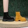 Frosted Leather Martin Boots Women's Autumn New Single Boots Thick-soled Heightening Solid Color Women's Leather Boots