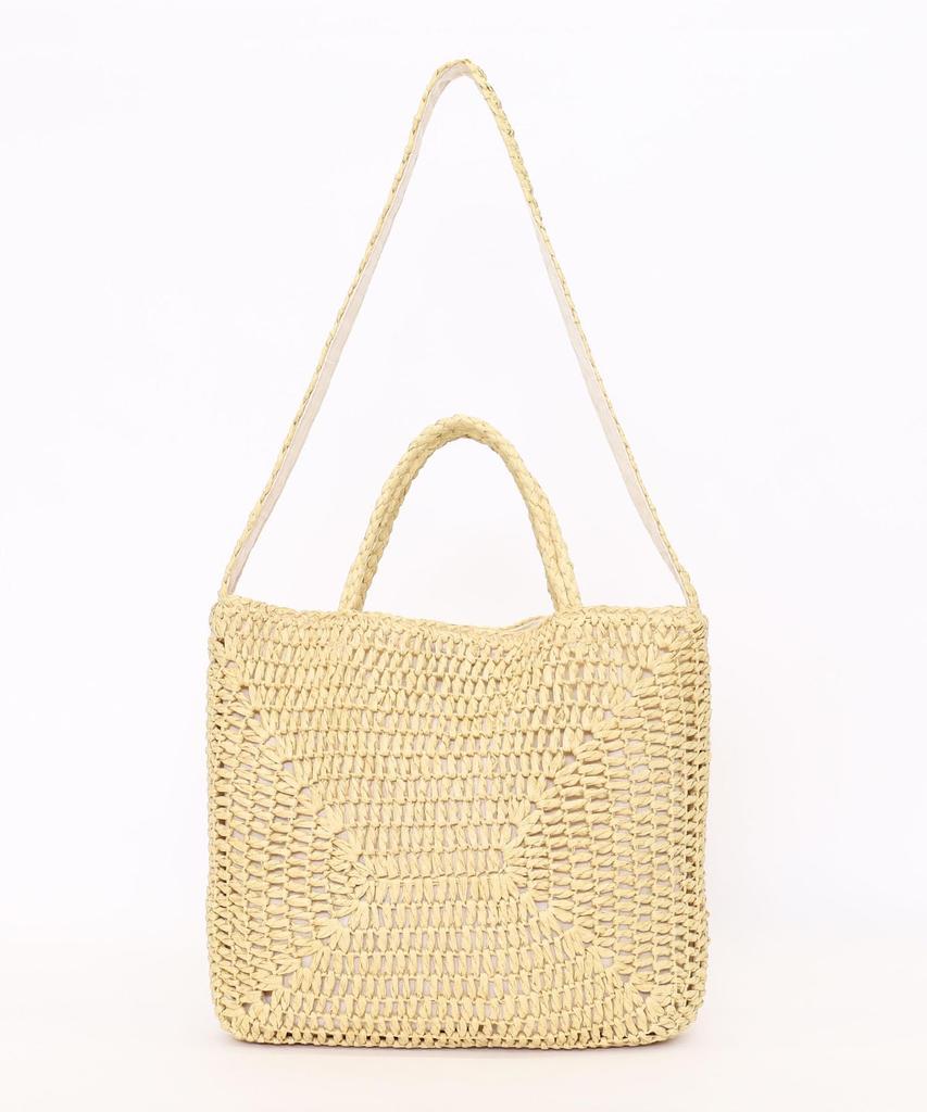 Handbag Paper Tassel Handle Basket Compatible Natural [Cuko] 2-Way Bag/A4 Women's (003)