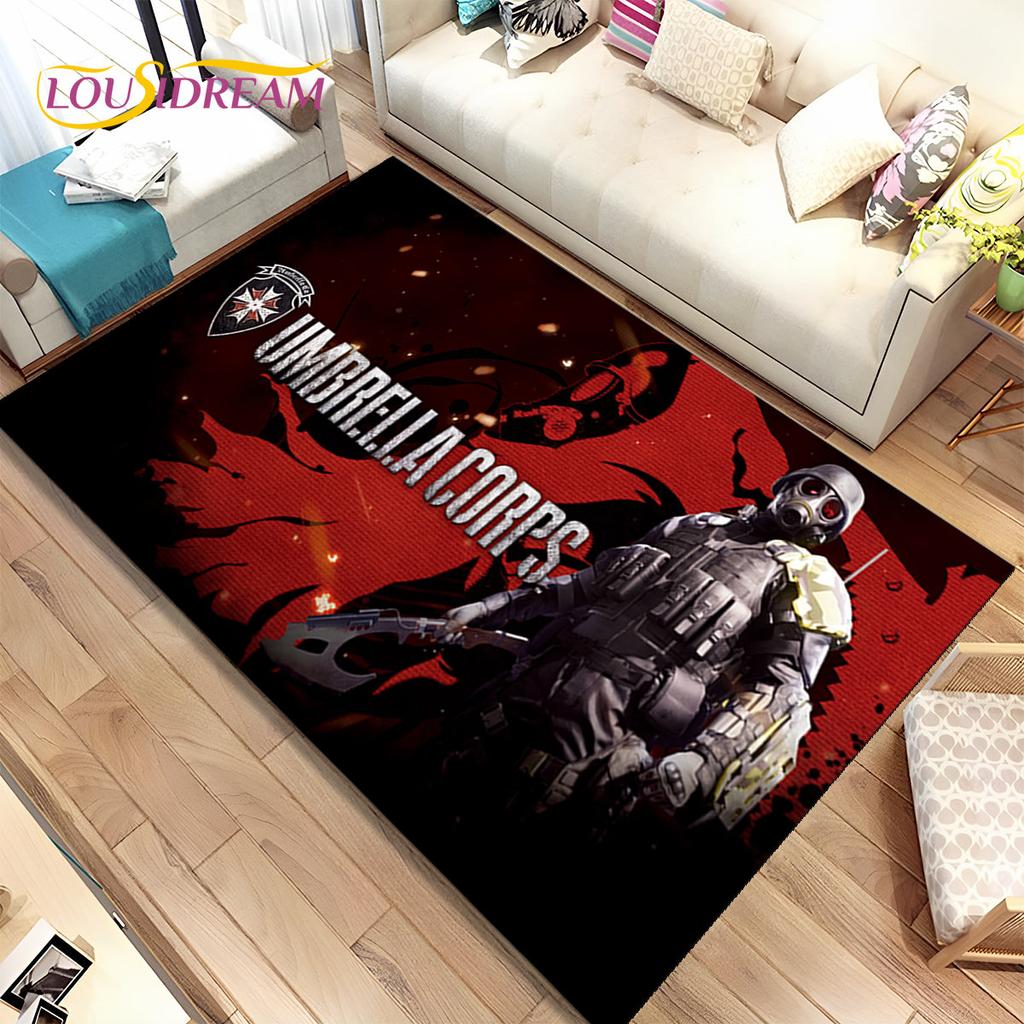 3D R-Resident Evil Games Gamer Area Rug, ковер для гостиной, спальни, дивана, коврика для двери, детский игровой нескользящий коврик