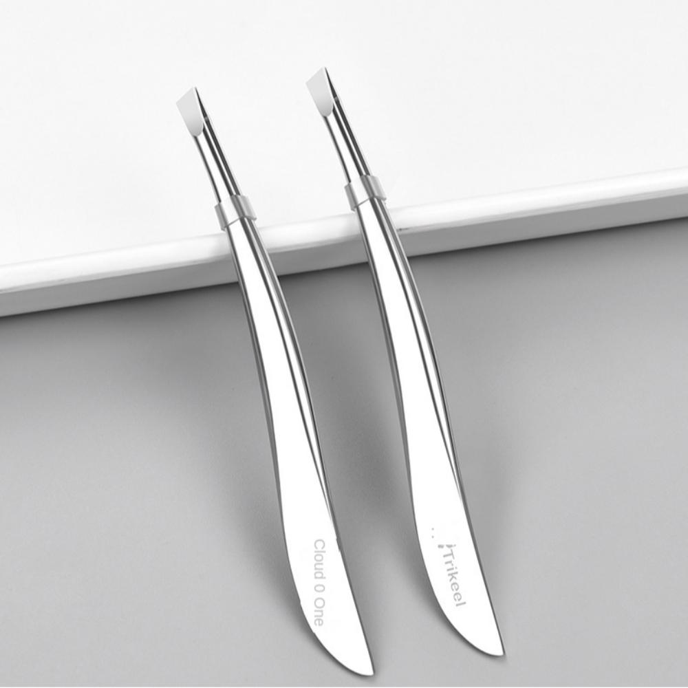 Нержавеющие скошенные зажимы для бровей, не оставляющие отпечатков пальцев, пинцет для удаления тонких волосков, инструмент для макияжа