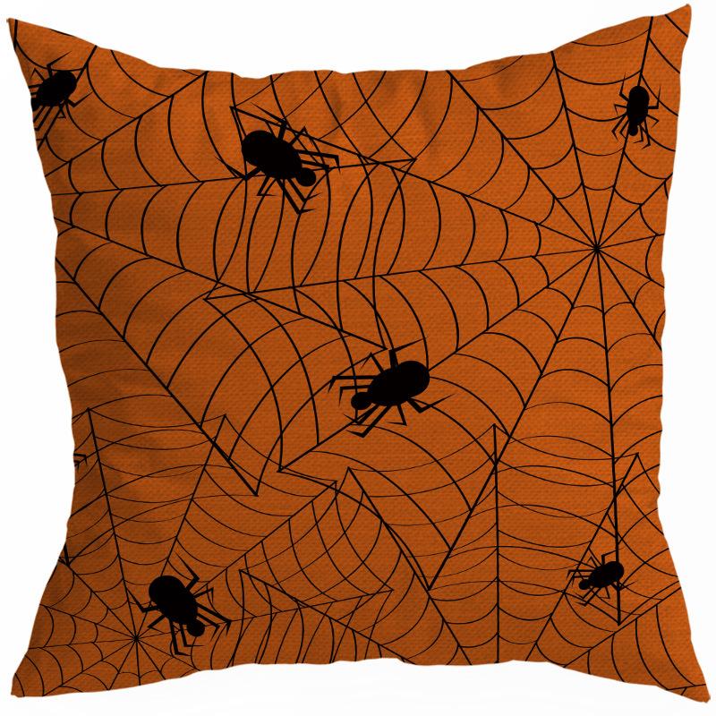 New Style 45x45cm Halloween Cushion Cover Linen Pillowcase Pumpkin Grimace Print Festival Party Decorative Pillow Covers, 1PC