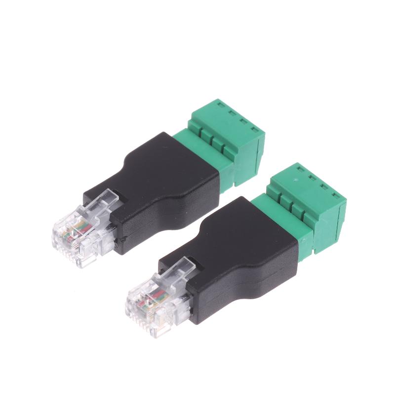 1/2 шт. 6P4C Штекер на 4-контактный винтовой клеммный преобразователь RJ11 Ethernet-разъем для телефонного приемника Удлинительный кабель-адаптер