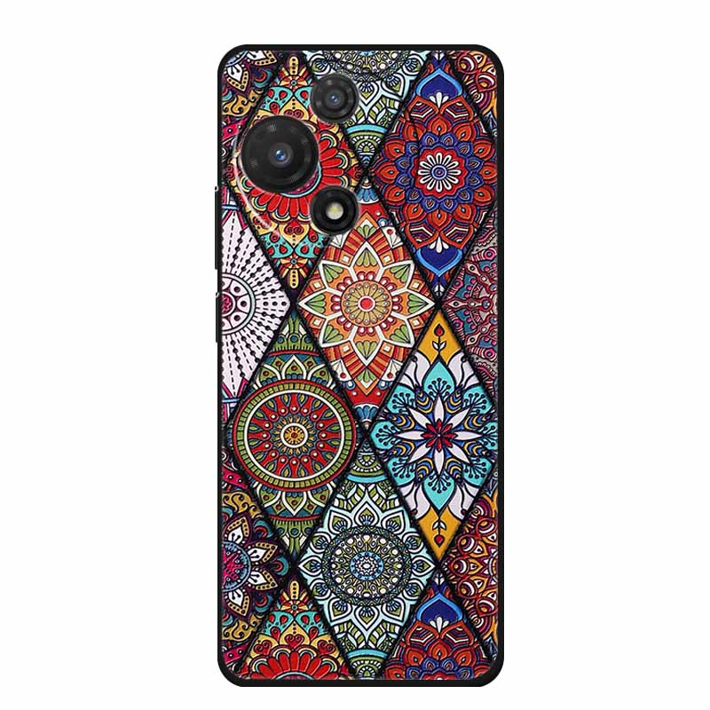 3D Embossed Case For TCL 60 SE NXTpaper 5G Phone Case Coque Flowers Black Silicone Soft Back Cover For TCL 60 NxtPaper 60R Case