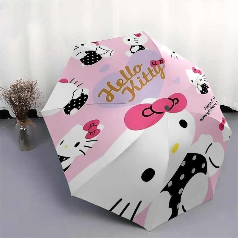 1pc Hello Kitty Automatic Opening/Closing Umbrella with Foldable Design, 8-Rib Iron Frame, Outdoor, Perfect Gift for Fans, Travelers, Daily Use, Festi