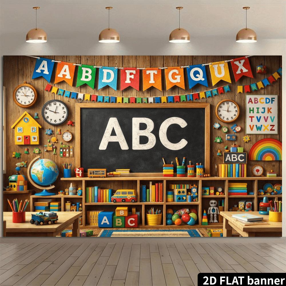 2D плоскость 1 кусок ткани для фона класса в бревенчатом стиле ABC можно использовать в качестве фона для вечеринки