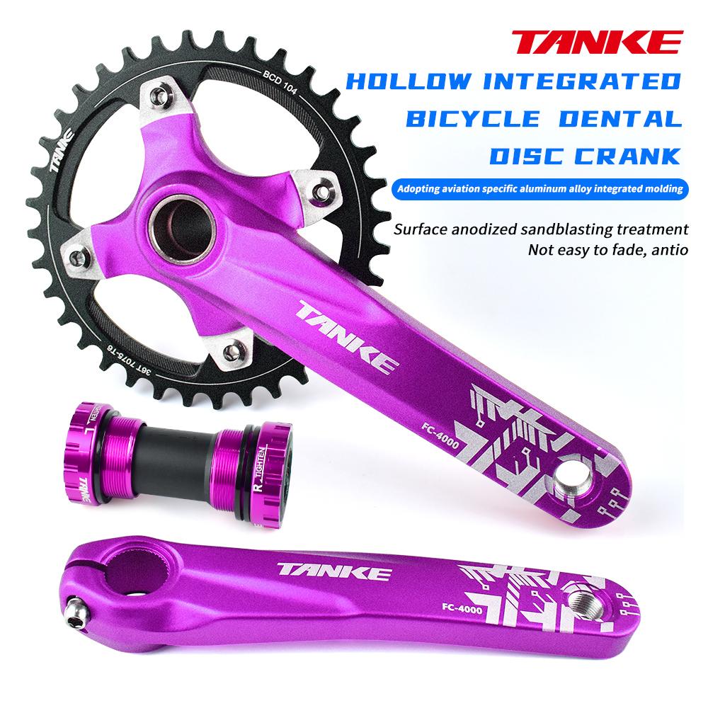 TANKE Crankset 170MM Bicycle Chainring Hollow Integrated Crankset 104 BCD Narrow Wide Bike MTB Crown Square Hole Sprocket Crank