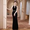 Black evening dress 1011 new light luxury niche high-end fishtail advanced sense engagement slim and thin host skirt girl