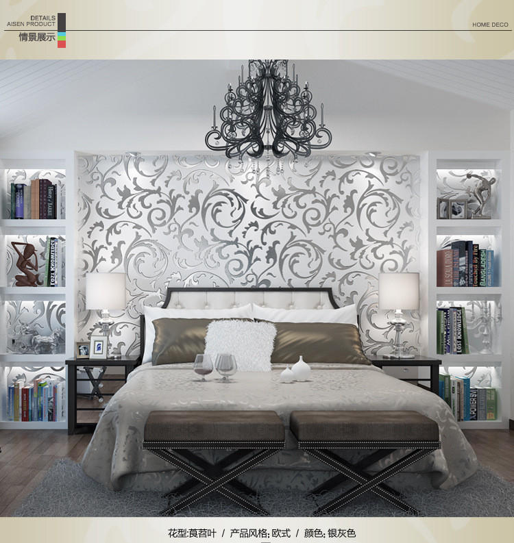 1x 10M Роскошные 3D обои с дамасским тиснением, рулоны, домашний арт-декор