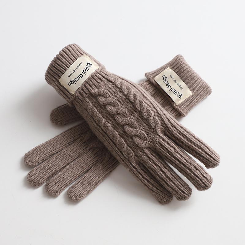 Wool Knitted Balaclava with Neck Scarf Integrated Hat Gloves Autumn and Winter Neck Protection Fashionable Red