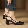 Новые женские босоножки на высоком каблуке кожаные повседневные летние большого размера женские удобные на мягкой подошве на толстом каблуке с закрытым носком женские