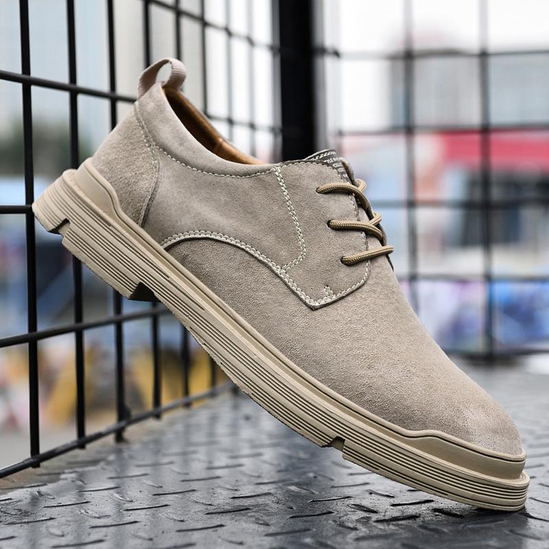 Мужская рабочая одежда для улицы, кожаные туфли, повседневная обувь, матовая дышащая обувь из натуральной кожи, водонепроницаемая обувь в стиле ретро на толстой подошве