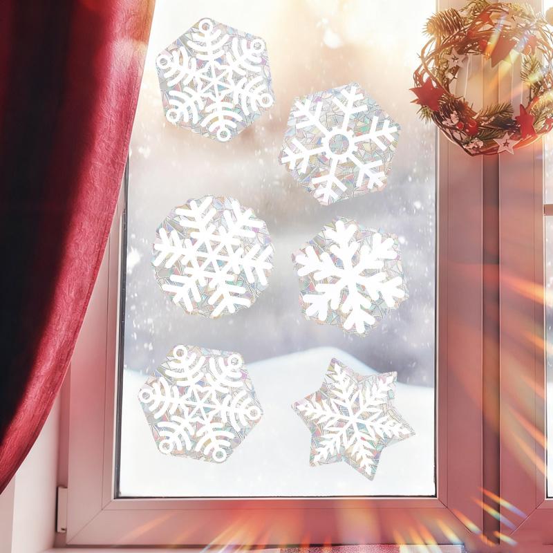 6 шт. Ловец солнца Снежинка Наклейка на окно Электростатическая Съемная Наклейка на стекло Снежинка Рождественское Украшение для спальни Гостиной