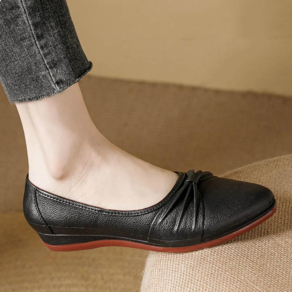 WTEMPO Comfortable Soft Sole Black Pointed Toe Single Work Shoes Women Spring Summer Wear-resistant Anti Slip Casual Shoes