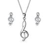 Simple and Classical Treble Musical Note Earring Stud Pendant For Teens and Sterling Silver Jewelry Set Singer, Musician, Teacher, Student, Clef, &