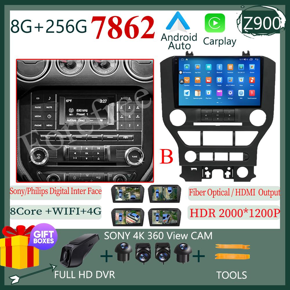 Android 14 для Ford Mustang 6 VI S550 2014 - 2025 Автомобильный Радио Мультимедиа Видео Плеер Стерео Carplay Навигация GPS WIFI QLED DVD