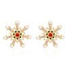 Pearl Snowflake Earrings Rhinestone Xmas Dangle Earrings Fashion Christmas Stud Earrings  Girls