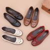 New Summer Sandals Soft Sole Leather Shoes Anti Slip Middle and Old Age Hole Shoes Women's Flat Sole Anti Slip Hollow Breathable Mom's Shoes