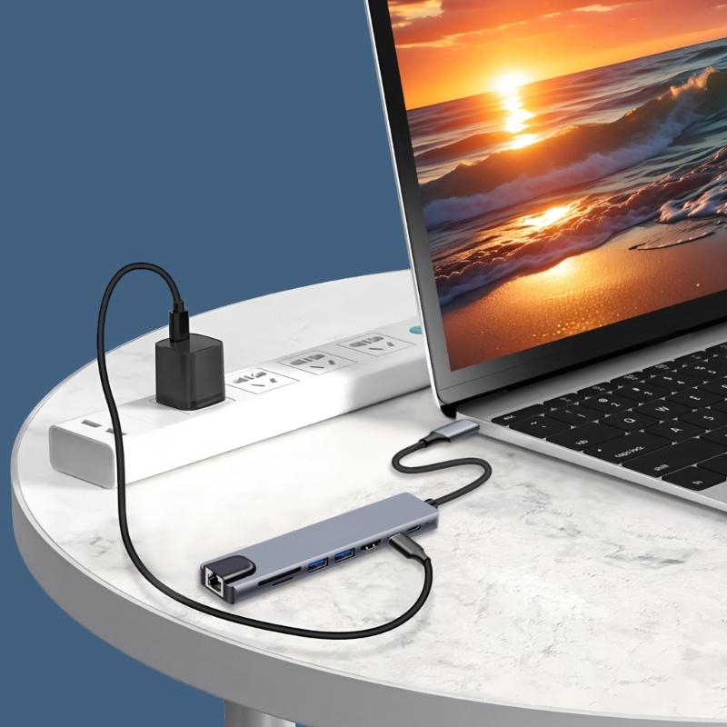 Многопортовые USB C док-станции с 4K HDMI, быстрой зарядкой, гигабитным Ethernet для ноутбуков, ПК и других устройств