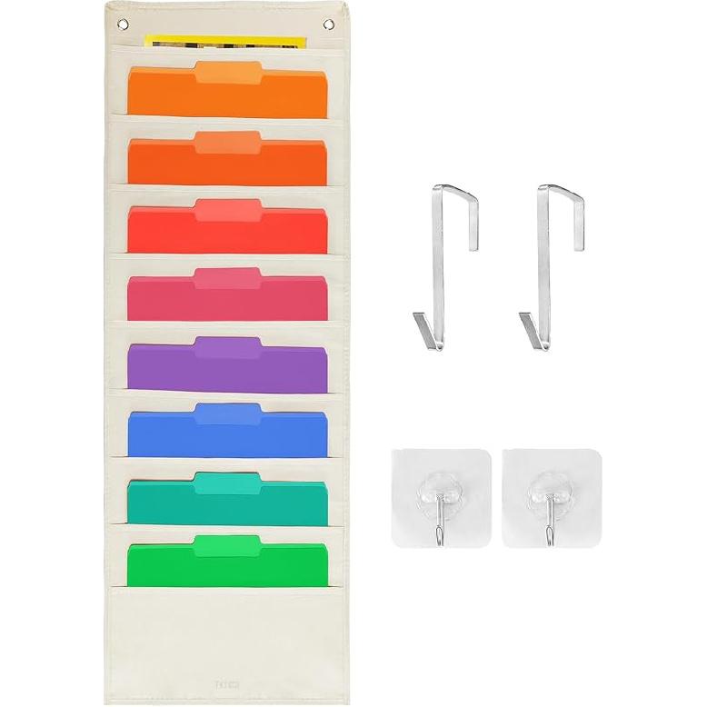 Подвесной настенный органайзер для файлов, Подвесной держатель для папок-файлов, Карманная таблица-органайзер для хранения бумажных документов, Карманная таблица для офиса и класса, с