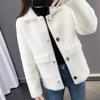 Fuzzy Cardigan Sweater for Women Imitation Mink Velvet Jacket Women Short Mohair Cardigan Lapel Knitted Cardigan Sweaters with Pockets