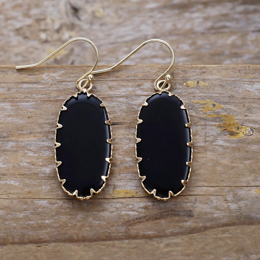 Серьги из натурального камня и кристалла, геометрические, на крючках, серьги, японский и корейский простой дизайн, популярные ювелирные изделия