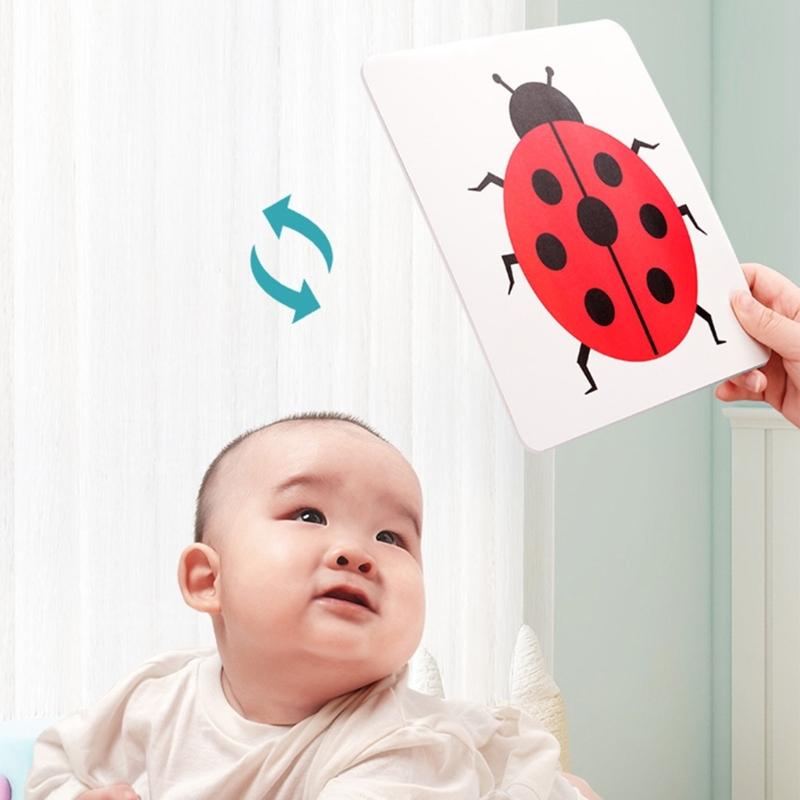 Сенсорные карточки для детей, черно-белые, для визуальной стимуляции и развития мозга, карточки-вспышки для малышей и детей ясельного возраста