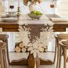 Lace Table Runner with Tassels, Anti-Wrinkle Vintage Table Runner, Decorative Runner with Beaded Flower & Leaf Embroidery for Dining Coffee Table