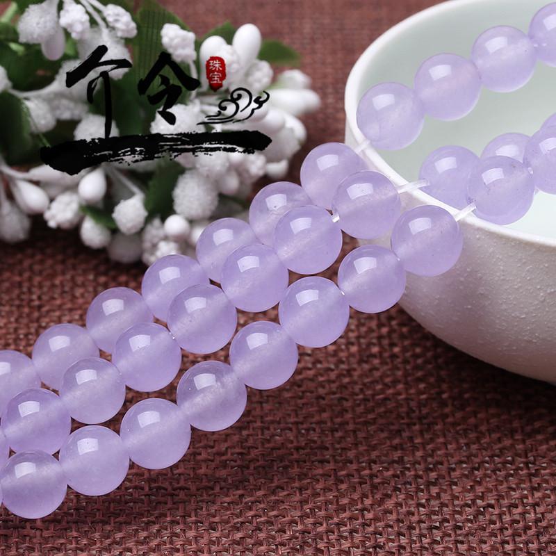 Hongchu Crystal Violet chalcedony loose beads semi-finished product DIY Jewelry Beads Round beads