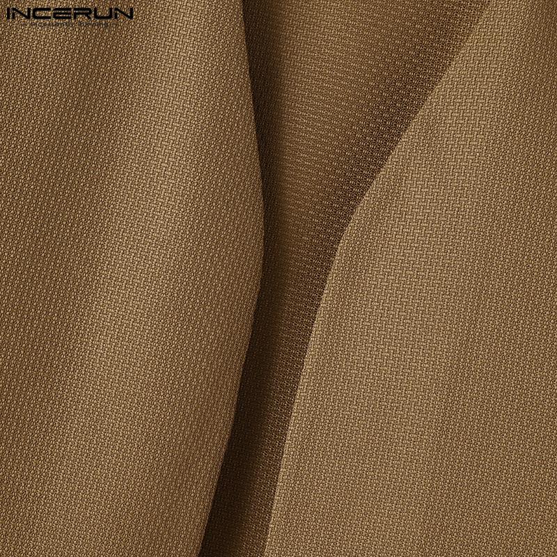 INCERUN Autumn Spring Men Open Front Texture Jacket Coat Long Sleeve Cardigan