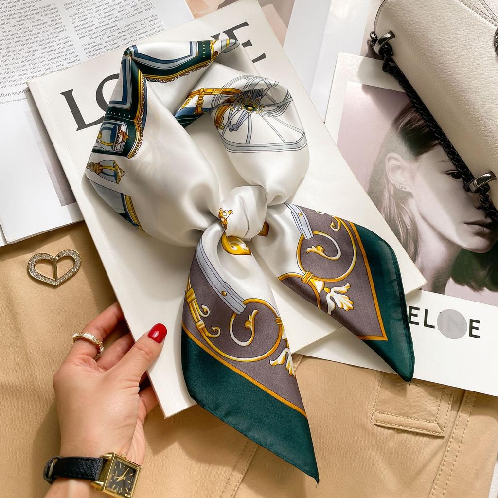 Spring And Summer Satin Long Scarf For Women Sunscreen Shawl Fashionable Beauty Scene Satin Long Scarf Versatile Travel Scarf