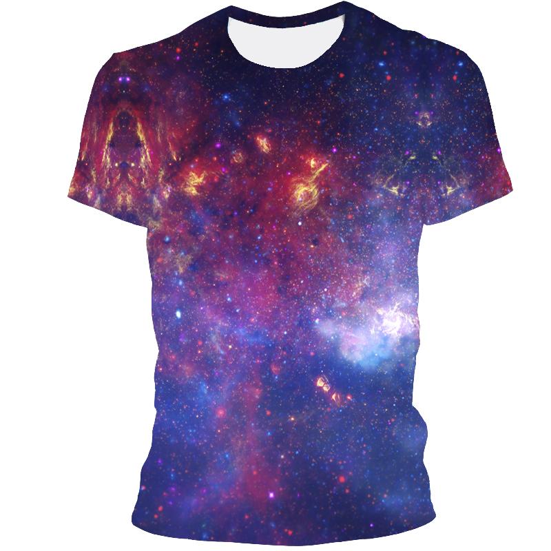 Vast Starry Sky Universe Graphic T Shirts For Men Summer Fashion 3D Space Planet Pattern T-shirt Personality Cool Style T-shirts