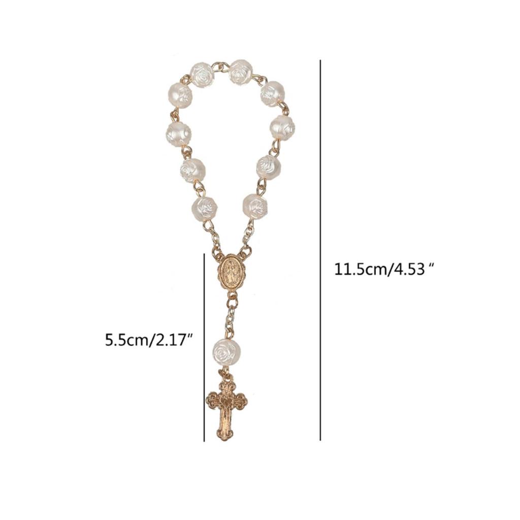 Уникальный браслет для крещения ребенка, молитвенный браслет в религиозном стиле, браслет с четками, регулируемые браслеты для крещения ребенка с розами