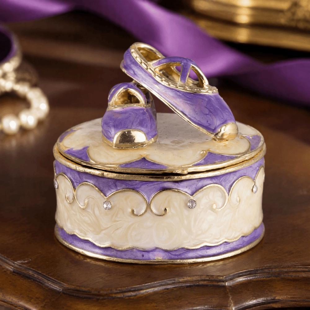 Enamel Finish Ballet Shoe Trinket Box Alloy Decorative Keepsake Box Jewelry Storage Box  Bedroom