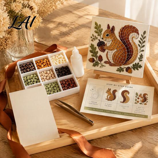 Faith Themed Gift DIY Sea Glass Mosaic Art Kit 3D Forest Animal Craft Set with Bible Study Crafts Colorful Pieces for Adults Beginners Handmade