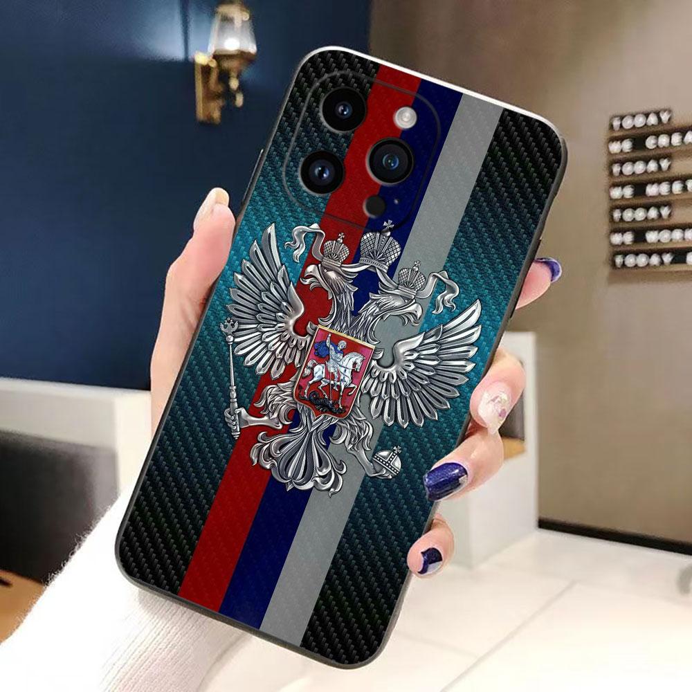Россия Винтажный Герб Флаг Чехол для Телефона Для iphone Apple 17 AIR 16E 16 15 14 13 12 11 Pro XR Max 8 7 Plus ТПУ Чехол Оболочка