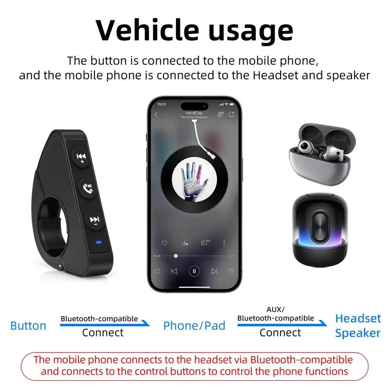 Wireless Remote Button Motorcycle Bike Handlebar Media Controller Music Switch Steering Wheel Remote Control For Android IOS
