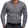 Мужская рубашка делового покроя с отложным воротником, однобортная, с длинными рукавами, облегающая, с полосатым принтом, для работы, повседневной носки, для вечеринок, деловых встреч