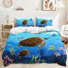 Three-Piece 3D Quilt Cover, Sea Turtle Marine Life Kit, Bedding