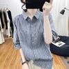 Summer Double-layer Cotton Striped Shirt Fashionable Women's Clothing Elegant Anti-aging Temperament Versatile Casual Cardigan Shirt