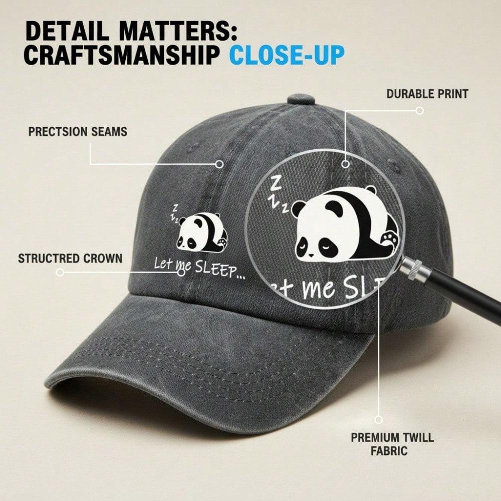 Unisex Baseball Cap - Let Me Sleep Panda Print Lightweight Breathable Adjustable Hat For Casual Outings & Travel